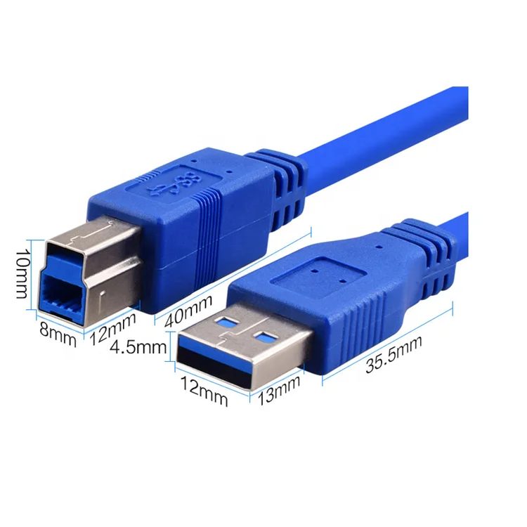Ultra Speed 3.0 Micro USB printer cable Blue color AM-BM USB 3.0 cable for printer