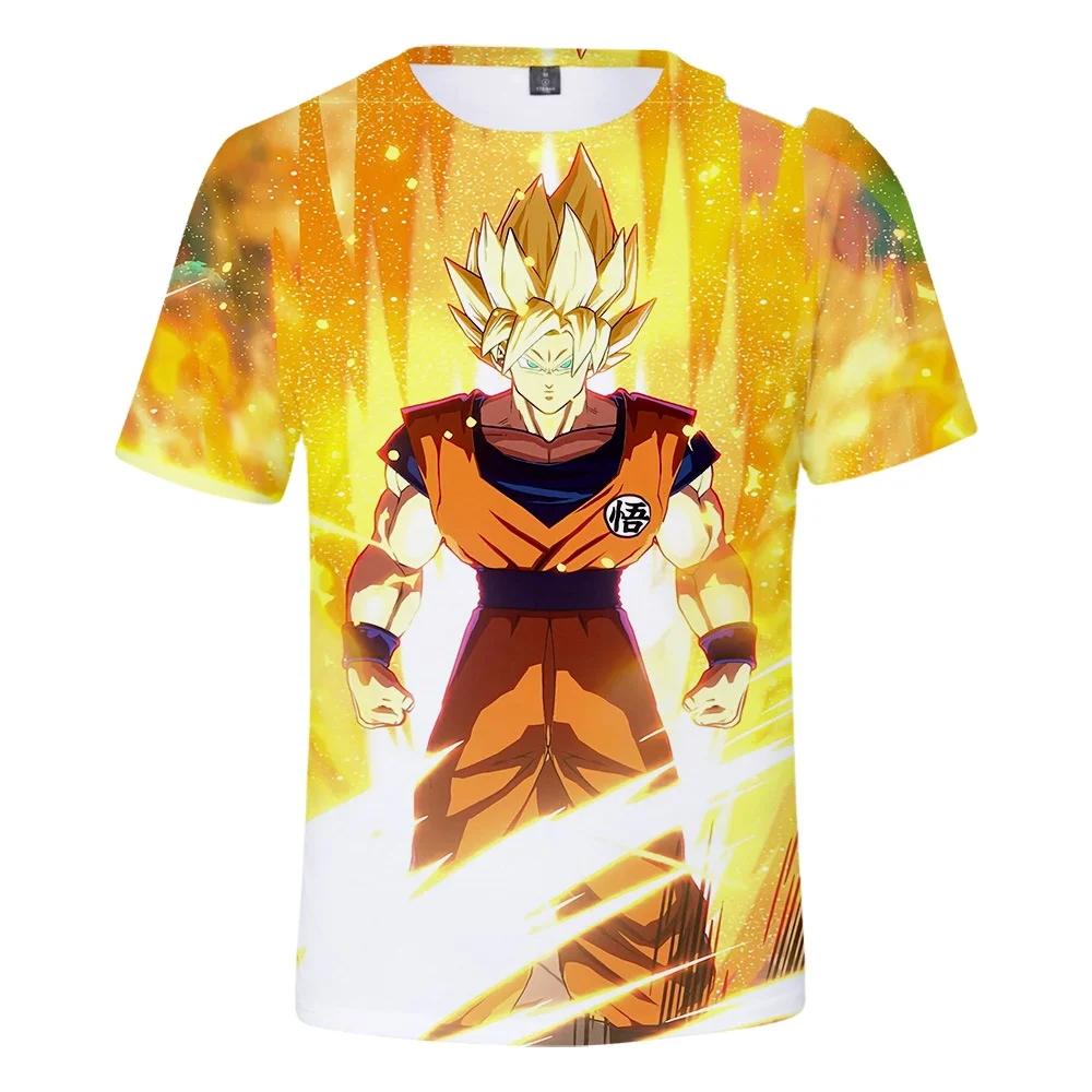 Оптовая продажа, Высококачественная быстросохнущая Мужская футболка из полиэстера с 3D рисунком, Повседневная футболка из спандекса/полиэстера, Оксфорда, дизайн Dragon Ball Z