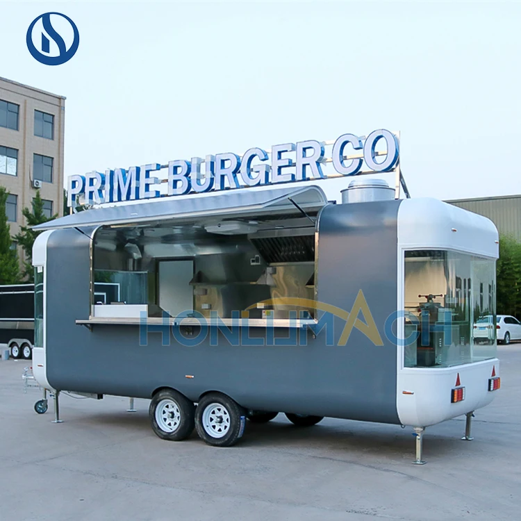 New Arrival Commercial Food Truck With Glass Wall Custom Fully Equipped Mobile Food Cart Trailer For Sale