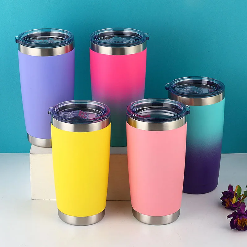 20 OZ Hot Selling Car Travel Mug Double Wall Stainless Steel Vacuum Insulator Powder Coating Tumbler Coffee Cups with Lids