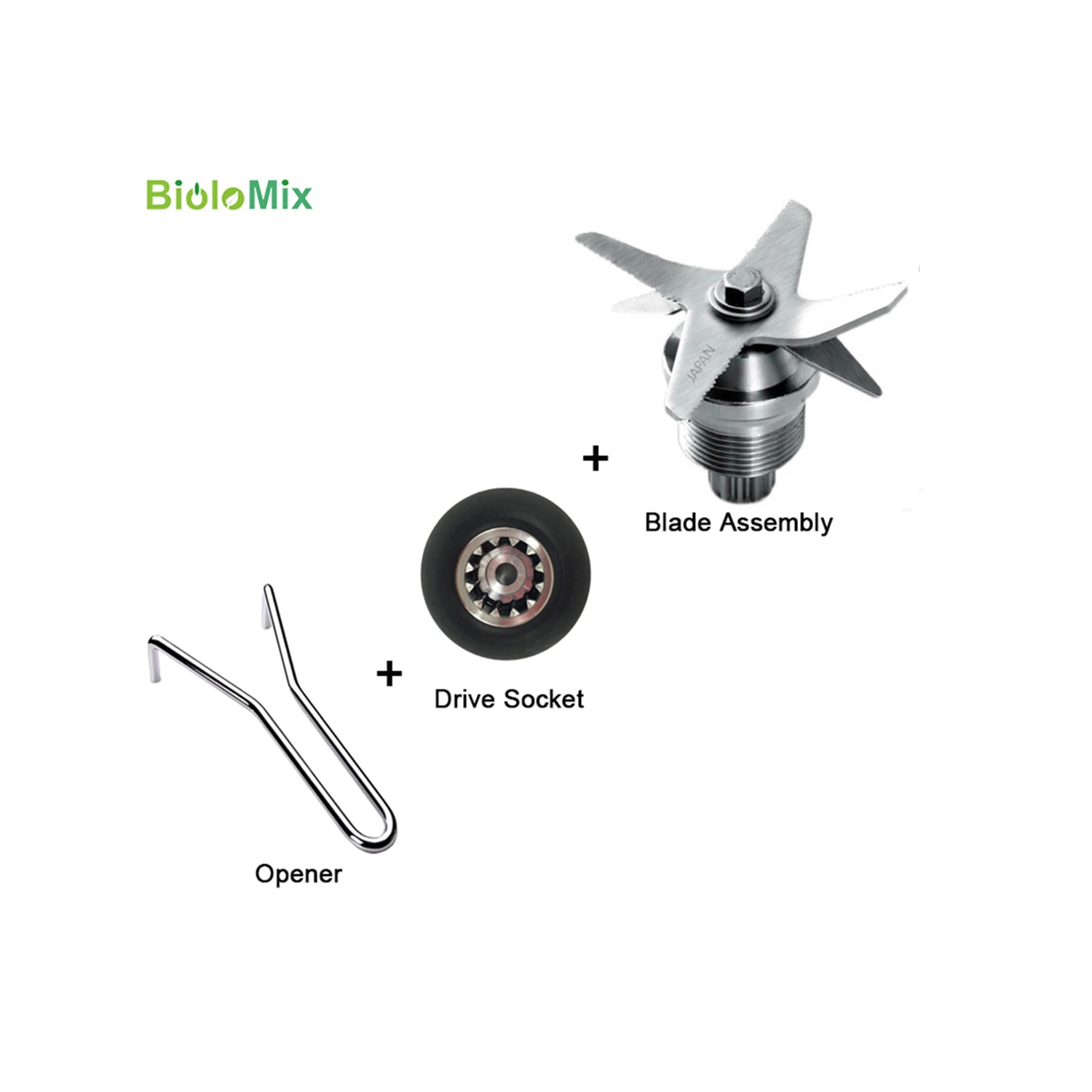 Blender spare parts stainless steel hardened six mixing and cutting serrated blades knives Drive Socket Opener complete assembly