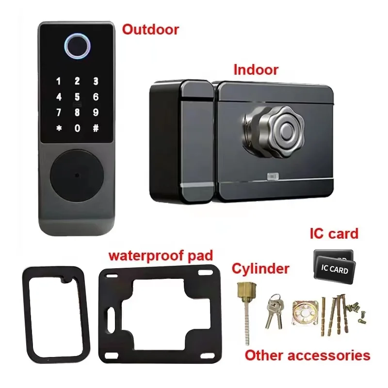 Waterproof  Keyless  Door Lock Tuya APP TTlock Door Lock Fingerprint Electric Intelligent Smart Door Lock