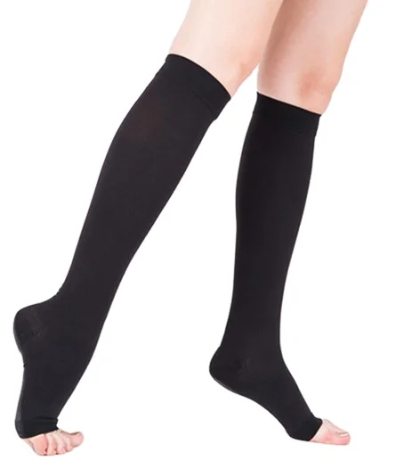 Knee High Open Toe Medical Compression Socks  for Varicose Veins 15-21mmhg Medical stocking