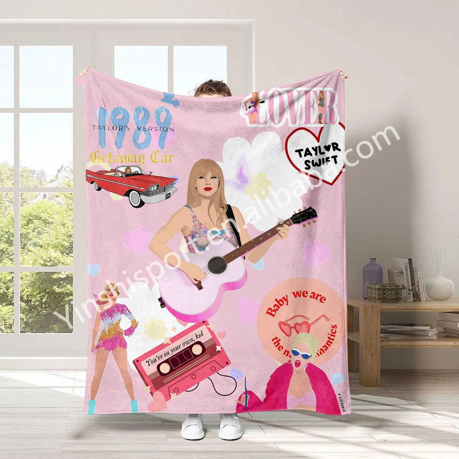 Direct factory  Swiftie Peso Pluma Pink Love Valentines Day Super Soft Custom Printed Flannel Fleece Throw Blankets For Sofa