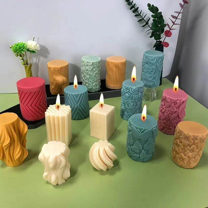 Custom Liquid Resin Molds New 3D Geometric Pyriform Cylinder Silicone Candle Molds Handmade Scented Candle Mould Manufacturer