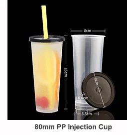 Digital Printing Custom Plastic Disposable PP Logo Boba Milk Smoothie Milkshake And Tea Cups Bubble Tea Cup With Lid