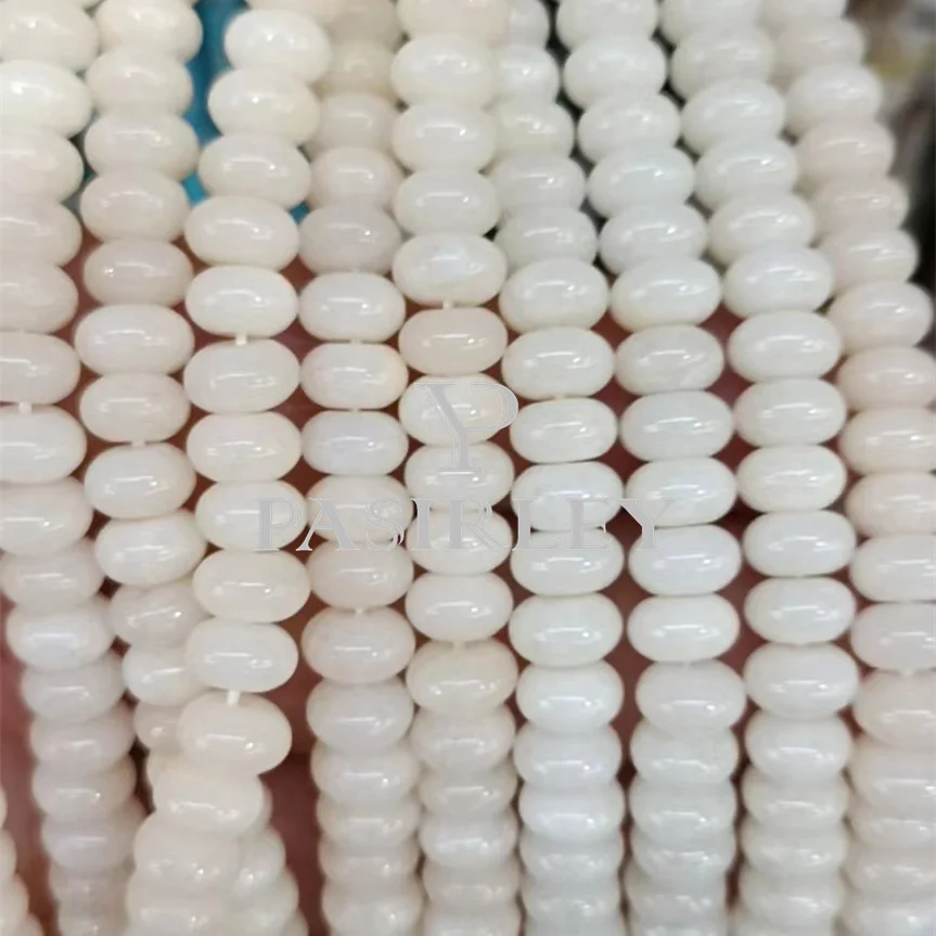 Pasirley 8mm Blue Dyed Jade Natural Agate Crystal Stone Rondelle Loose Sem Precious Gemstone Abacus Beads for Jewelry Making