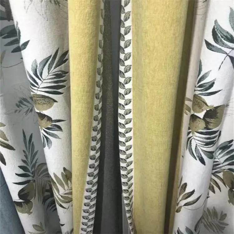 Wholesale Ready Made Blackout Cotton Blend Material Curtain Fabric Noise Reduction Curtain Cloth Fabric