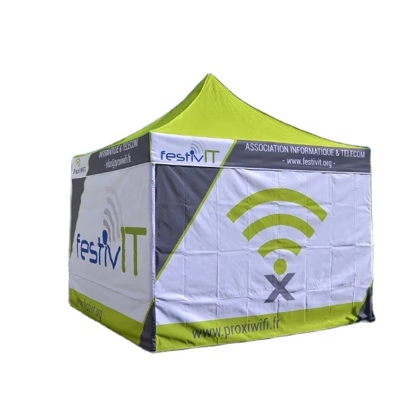 10 x 15 Outdoor Canopy Tent Fully Printed 3x4.5 Pop Up Tent Canopy Valance & Back Wall & Half Side Walls