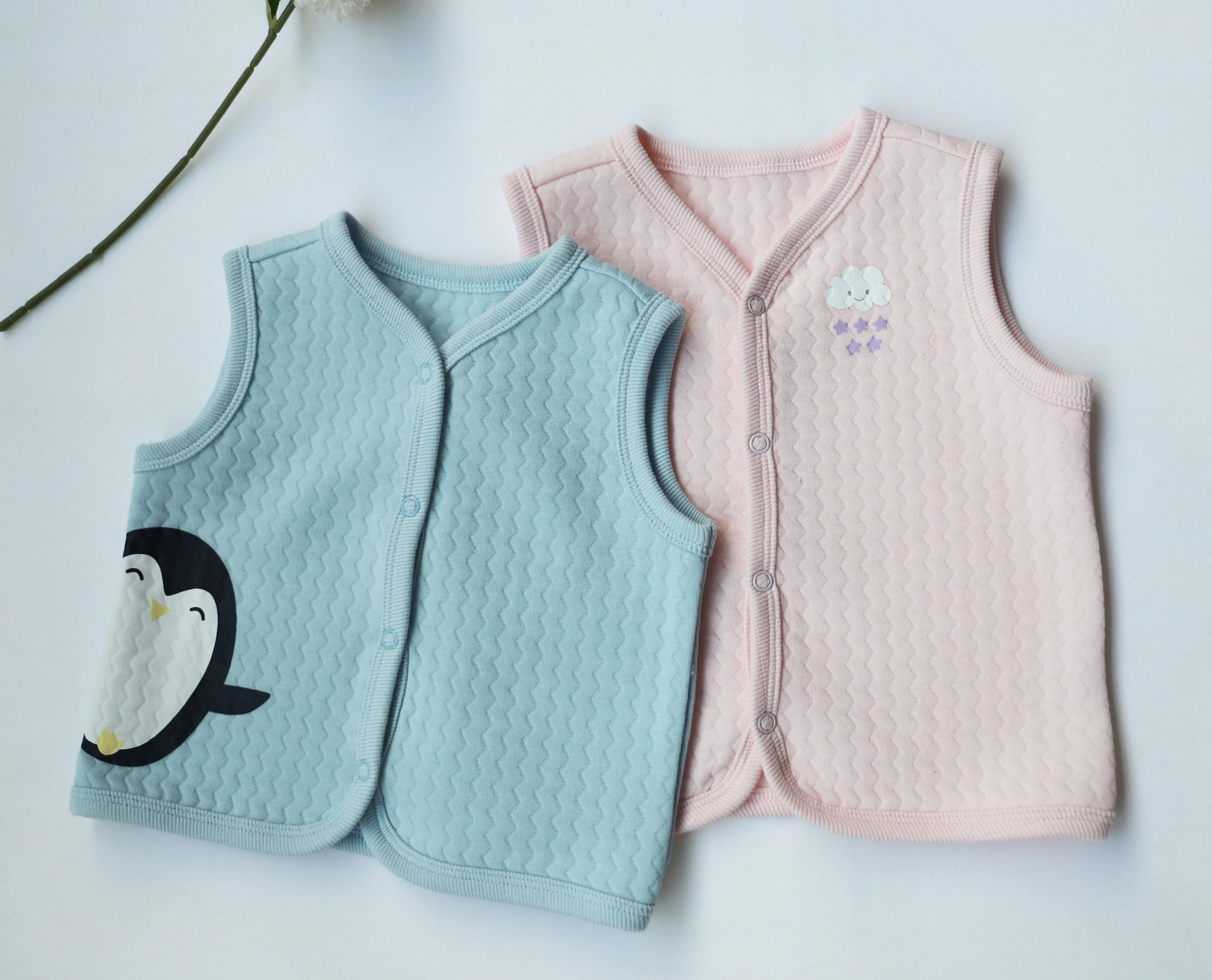 
Wholesale Factory Custom Comfortable Print Sleeveless Knitted Vest 100% Cotton Kids Baby Vest 
