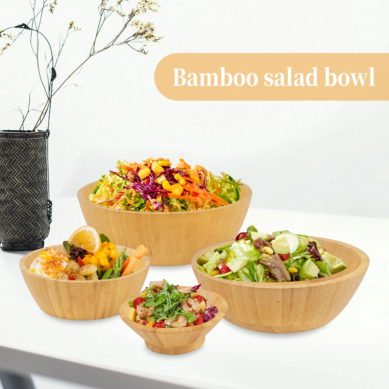 Набор деревянных салатных мисок ручной работы деревянные чаши для фруктов Сервировочная бамбуковая чаша набор смешивания еды салатов