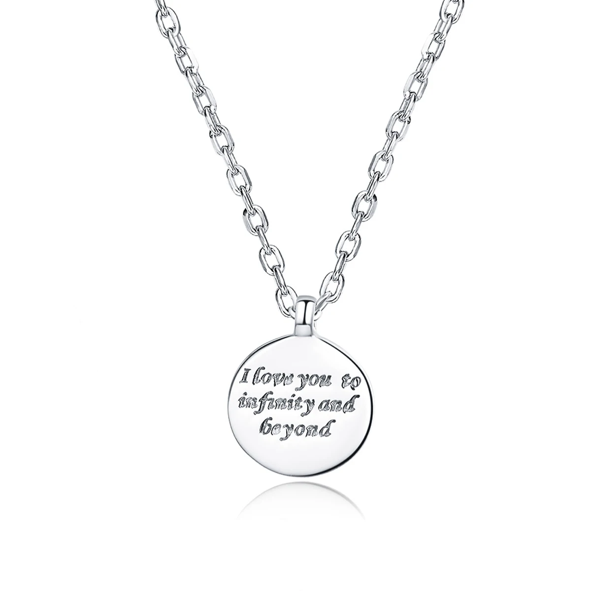 
trendy Romantic Design Engraved100 languages i love you silver 925 necklace name plate necklace 