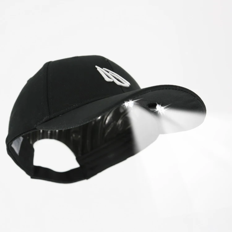 
custom fashion LED light black baseball cap with light 