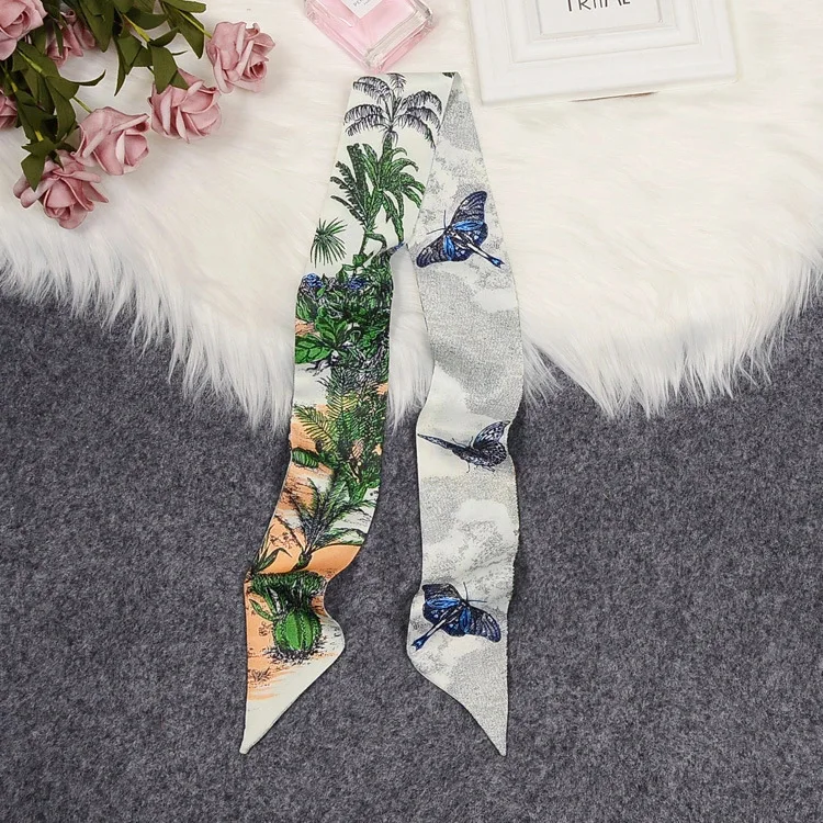 Luxury Women Sharp-angled Scarf Coconut Palm Prints Long Handkerchief Bag Wraps Scarves Shawl
