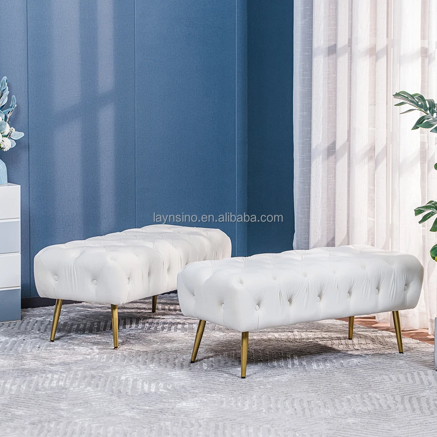 Современная длинная скамейка Chesterfield спальная кровать стул скамейки для кровати бархатные