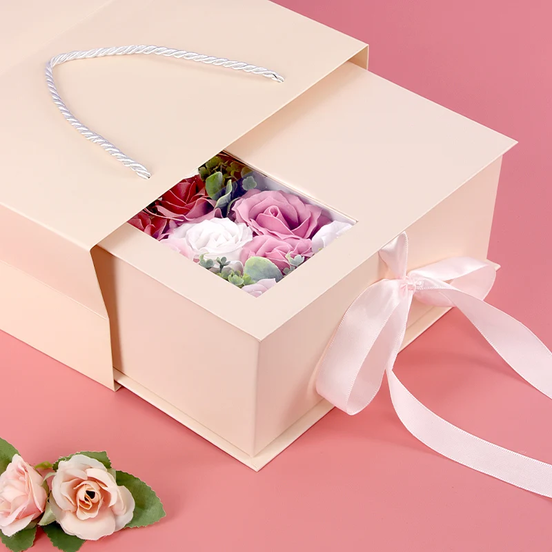 Eco Friendly Rose Flower Jewelry Eyelash Skin Care Products Gifts Packing Boxes With Ribbon