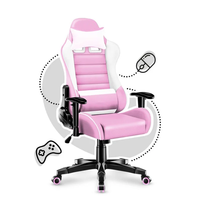 European Popular Custom Color Kids Pink White Cute Computer Comfortable Cushion Adjustable Ergonomic Children Gaming Chair