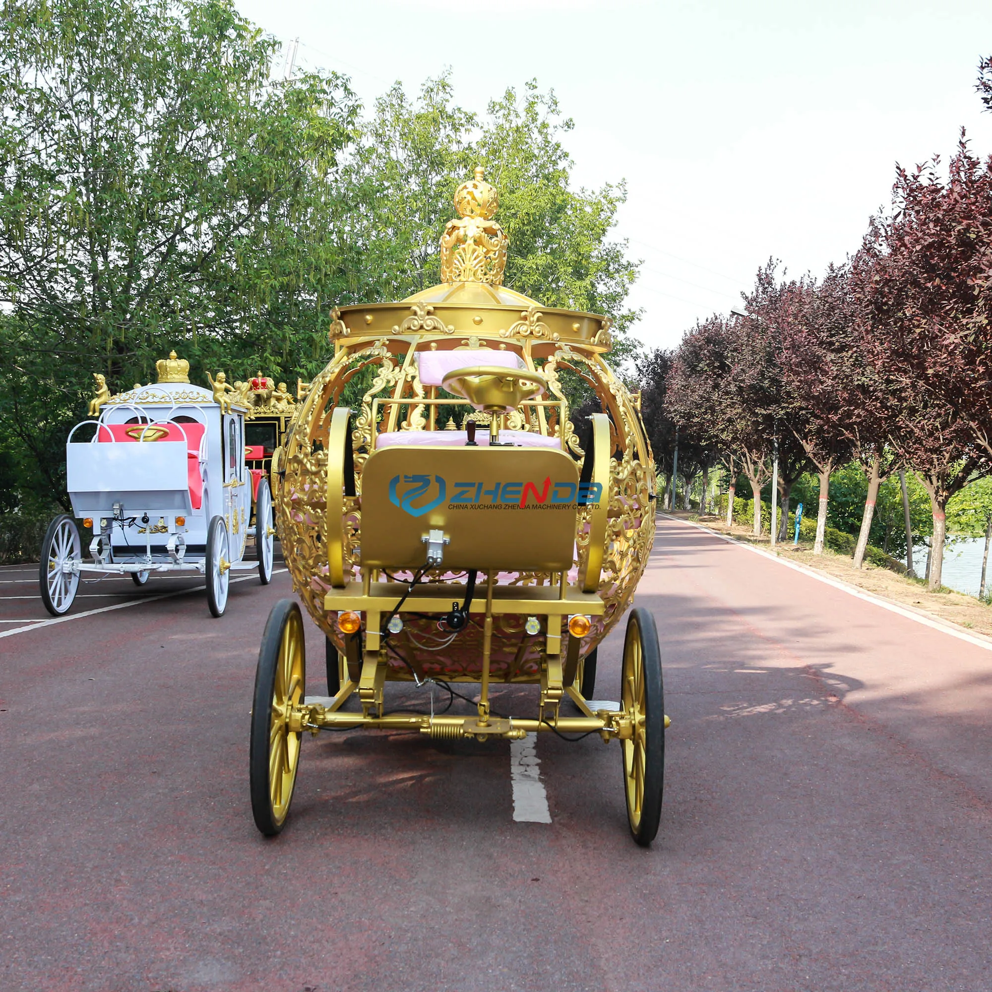 Factory hot sale wedding carriage manufacturer/flower yellow seat pumpkin cinderella carriage