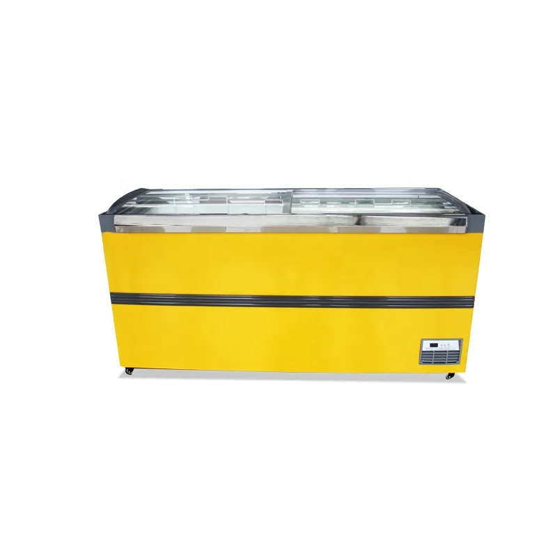 supermarket chest freezer glass door ice cream deep freezer refrigerator