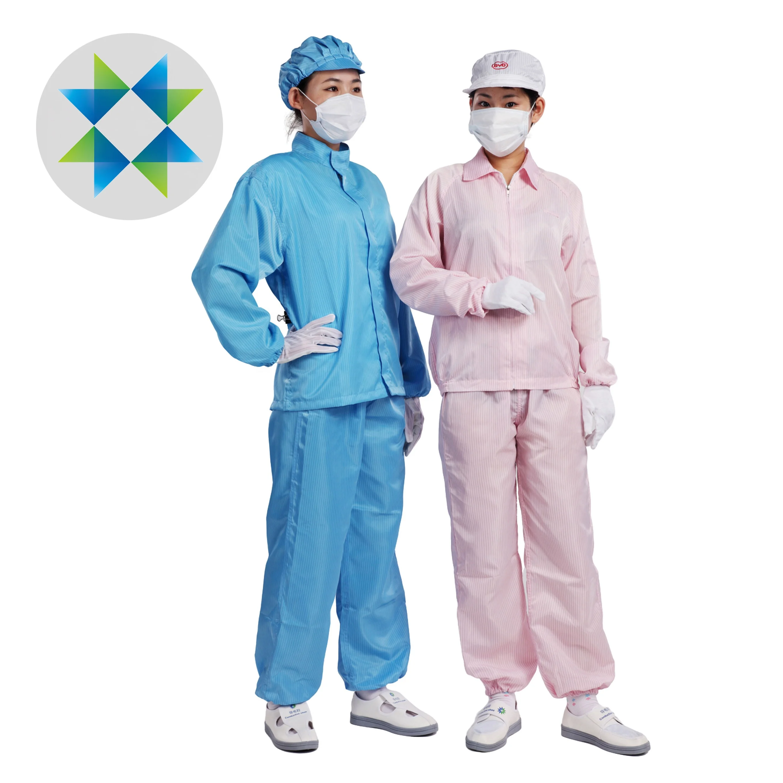 SKPURE customer made manufacture polyester lint free  ESD coverall Cleanroom jumpsuit