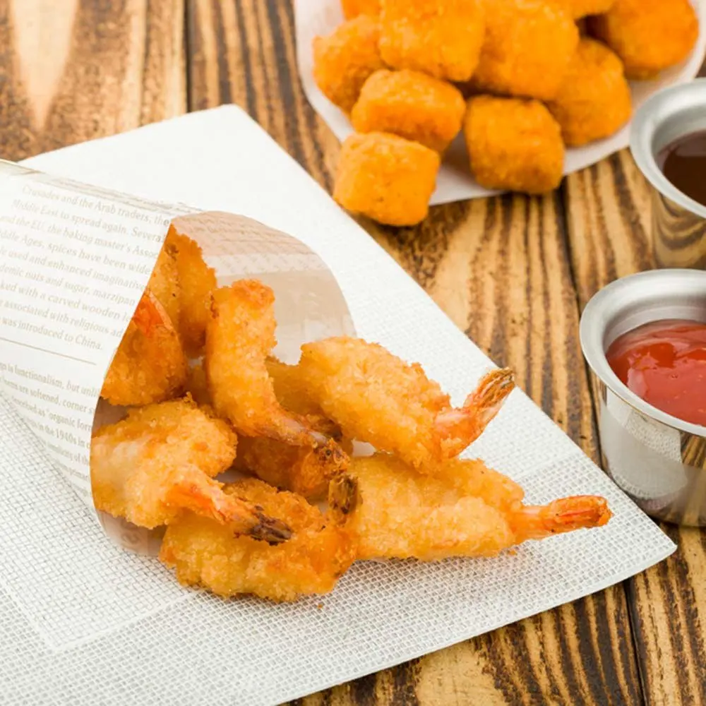 Party Supplies newspaper print white french fries food food grade kraft paper snack cone shapes bag packing favors