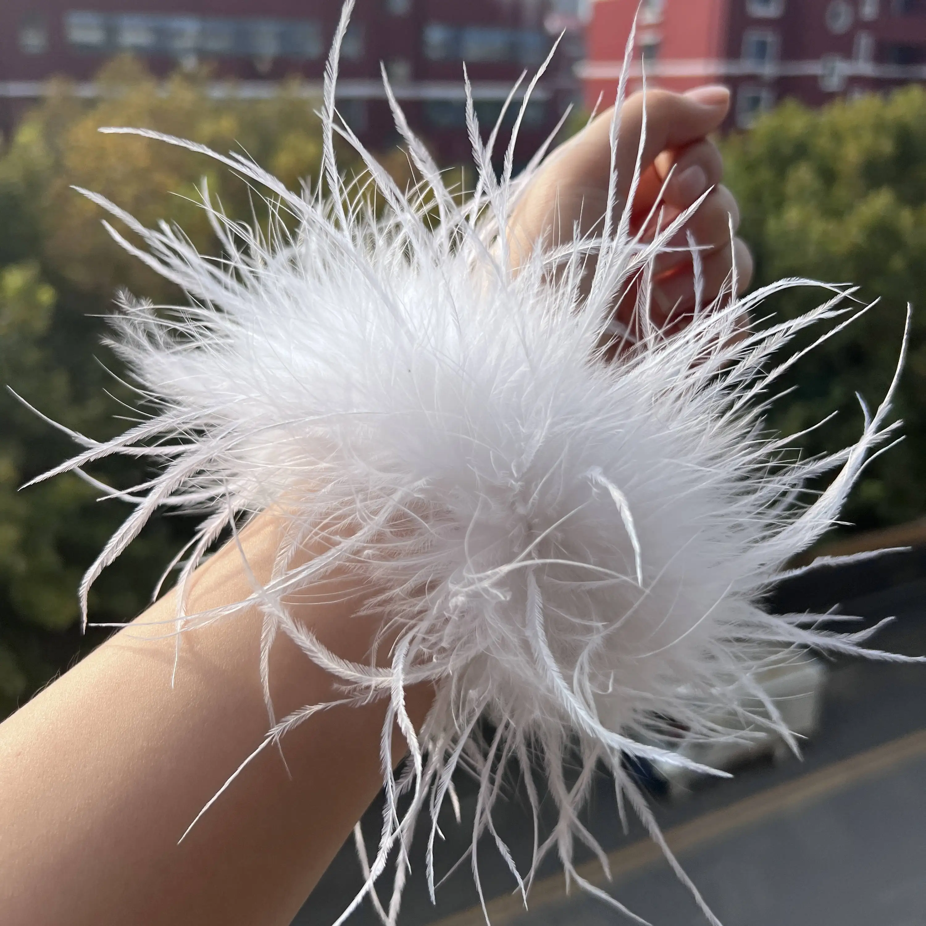 Fluffy Luxuriate Red Ribbon Feathers Sewing Fringe Trim Ostrich Boa Feather for Christmas Party Pajamas Set Dress Suits Cuff