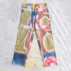 HL designer manufacture streetwear all over digital print baggy jeans men wholesale custom heavyweight straight leg jeans