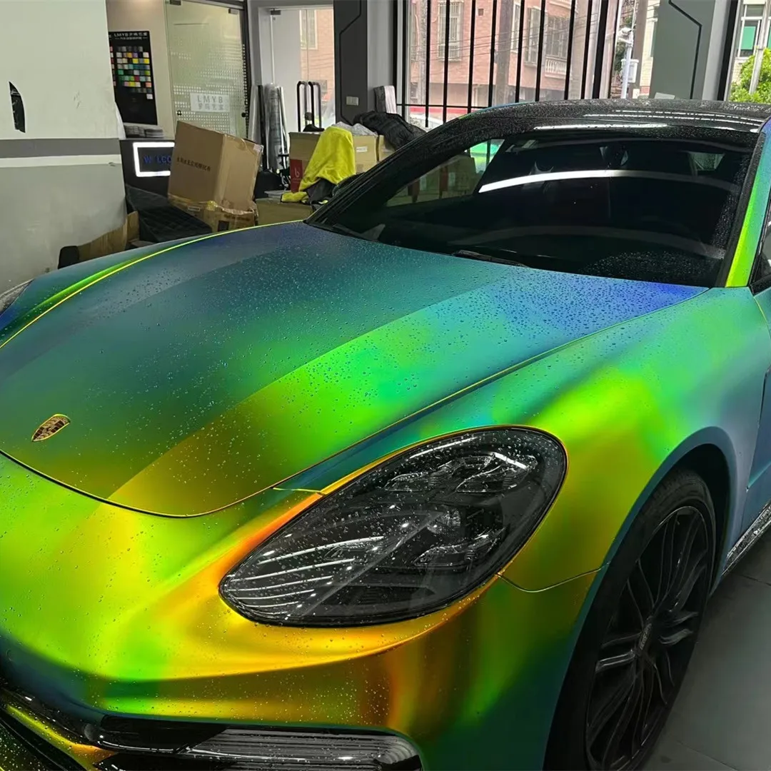 Quality Guarantee Self Adhesive Low Tack Glue Holographic Rainbow Chrome Colorful Auto Vinyl Sticker Vehicle Car Body Wrap Film