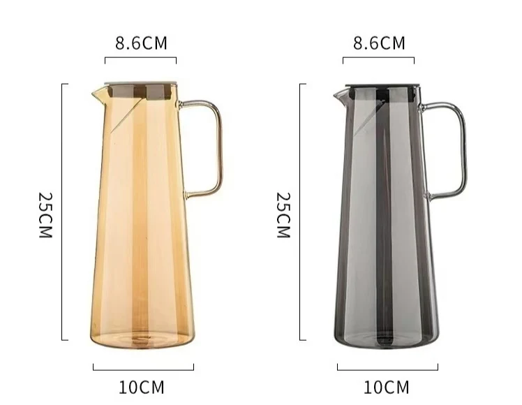 Popular Glass High Quality 1350ml 1800ml  Large Heat Resistant Glass Jug with Lid