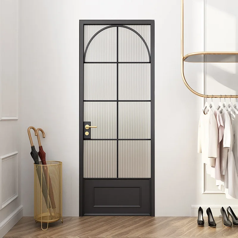 Custom Modern Simple Style Factory Entry Door Hard Solid Wood Exterior With Aluminum Swing Open Morden Design