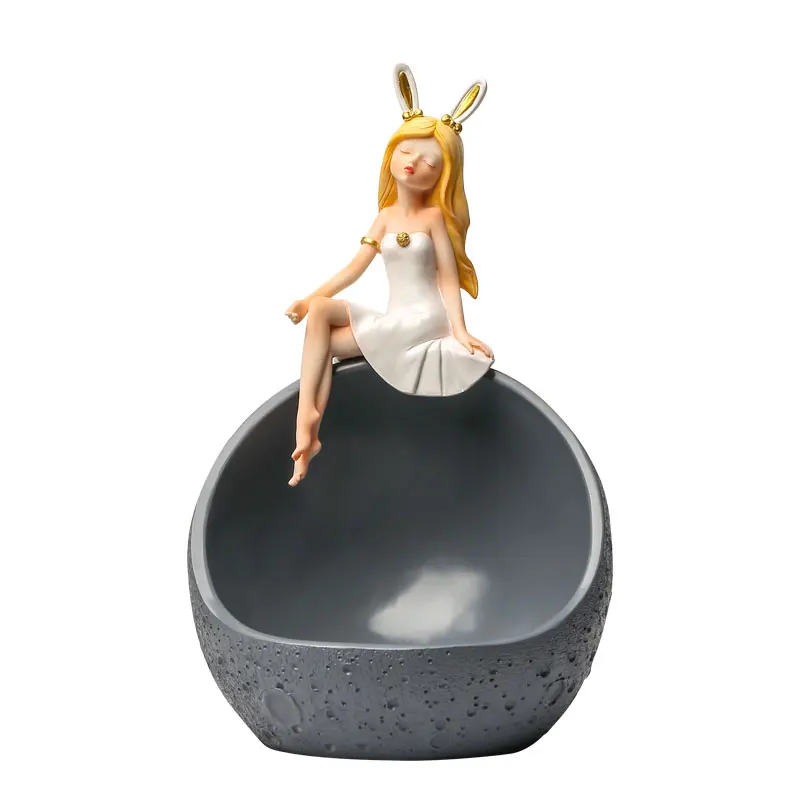 
Nordic creative space rabbit key storage box holder living room dried fruit tray french home decor for home accessories modern 