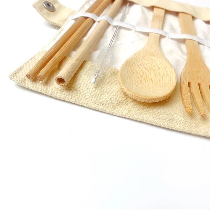 Набор экологически чистой бамбуковой посуды-многоразовые столовые приборы для путешествий кемпинга и пикников-включает вилку ложку нож палочки еды 