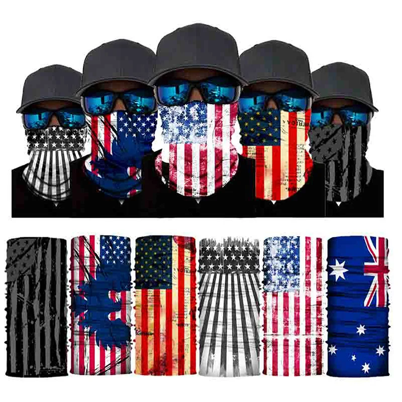 JSJM Wholesale Flag Series Magic Turban Sunscreen Mask Multifunctional Outdoor Variety Turban Riding Mask