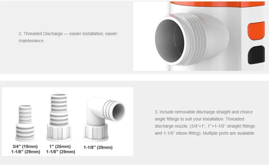 Seaflo 2000 GPH 12v Submersible Boat Marine Plumbing Electric Bilge Pump Easy install 360 rotation