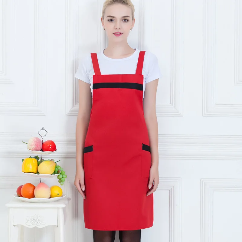 Supermarket work clothes pinafore fashion fruit shop restaurant cafe waiter apron with printed embroidered words