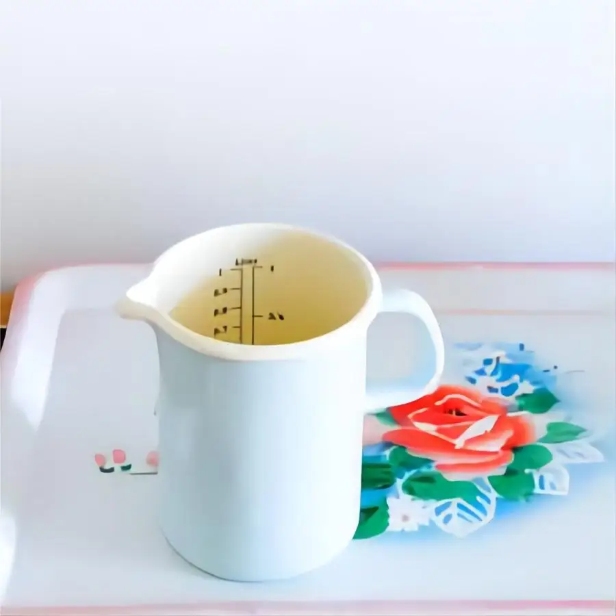 Large size custom printing white food safe colored enamel steel measuring cup metal milk heating mug
