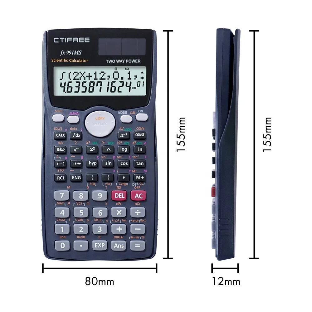 Factory Price FX 991MS 12-Digit Scientific Calculator 401 Function Customized ABS Material Scientifique Calculator Manufacturing
