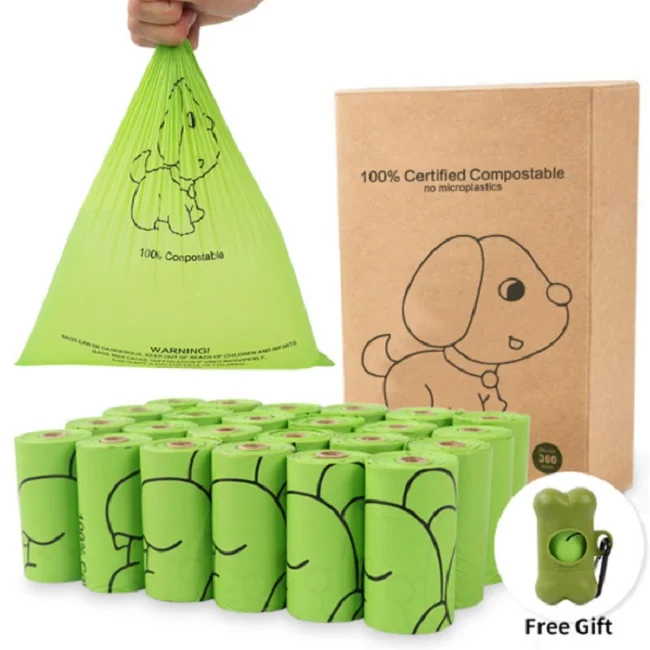 Custom LOGO 100% Degradable Biodegradable Cornstarch Compostable Plastic Garbage Bag Dog Poop Dog Waste Poop Bag Pet