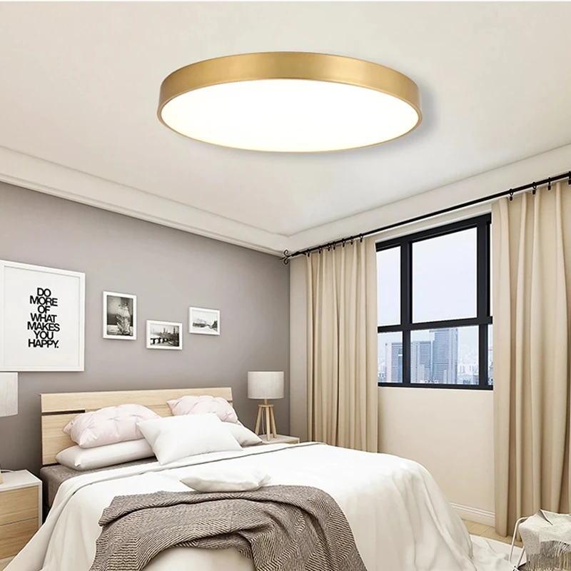 Minimalist Modern Ultra-thin Surface Mounted Living Room Bedroom Remote Home Decor 18W Lighting LED Gold Ceiling Lamp Chandelier