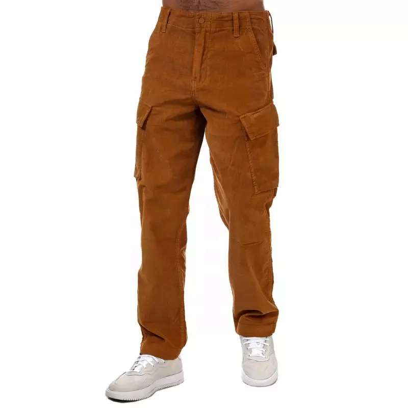 Wholesale Hot Selling High Waist Cotton Casual Long Corduroy Pants Custom Logo Cargo Pants Men