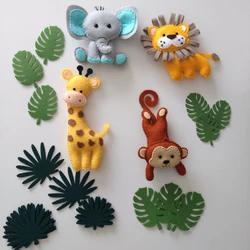 Customized designed Educational Felt Stuffed Animal Lion Monkey Handmade Felt Forest Animals Toy