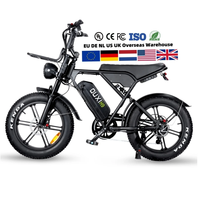 OUXI H9 250W/750W/1000W Fat Tire Electric Beach Bicycle 48V 15ah Integrated Battery Rear Hub Motor Fatbike for Sale