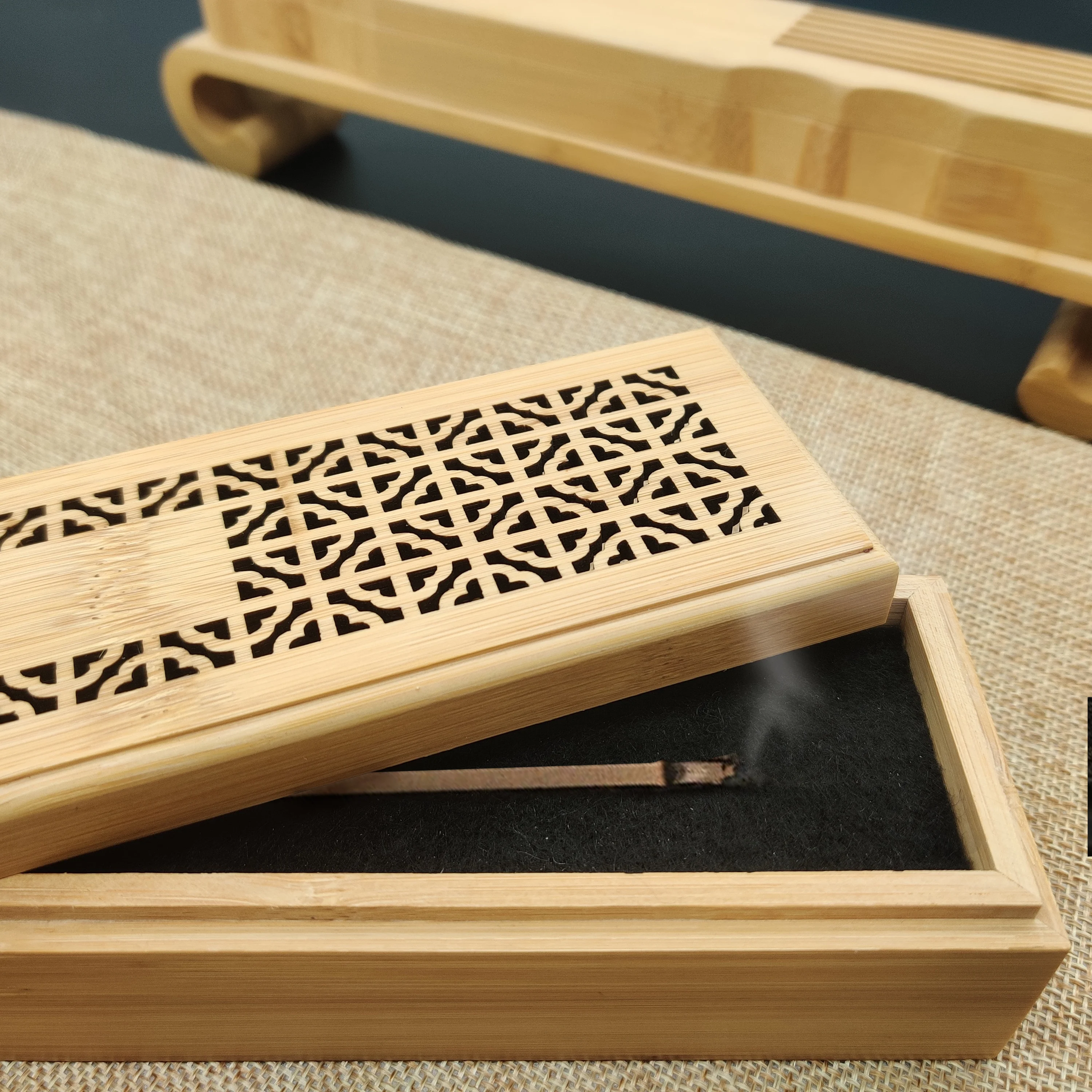 Buddhism Temple, room wood incense holder Incense box bamboo storage box