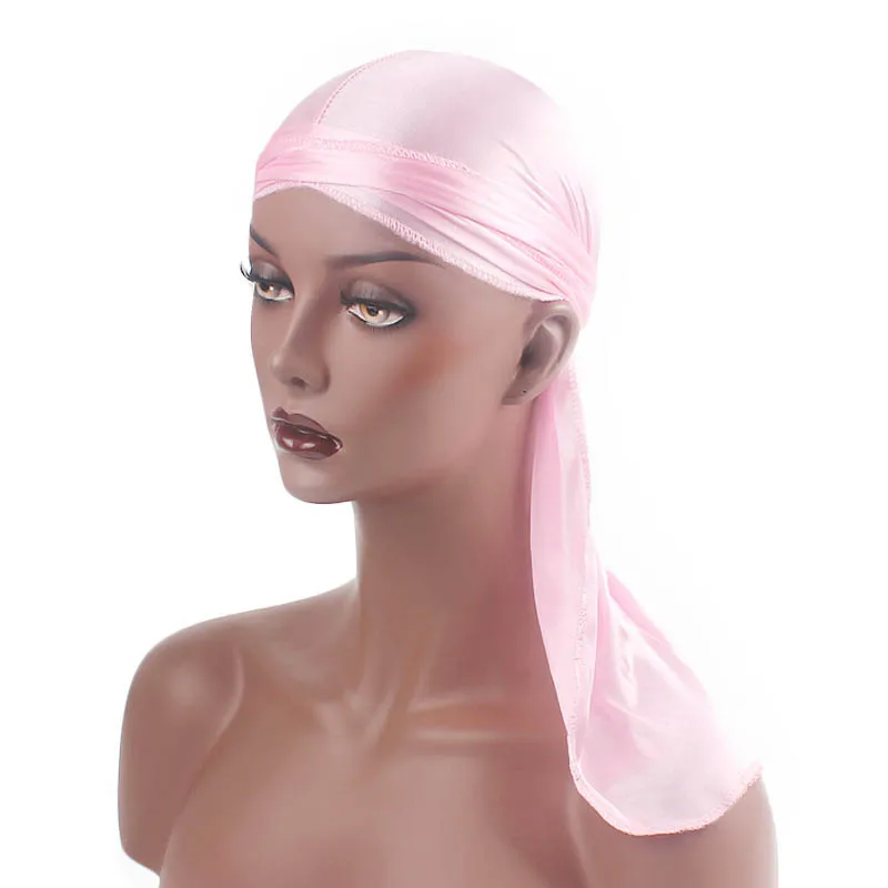 Модные индивидуальные банданы Genya для мужчин и женщин накидки Durags шляпа с волнистым длинным хвостом шелковые головные уборы атласные Durag дышащие мягкие