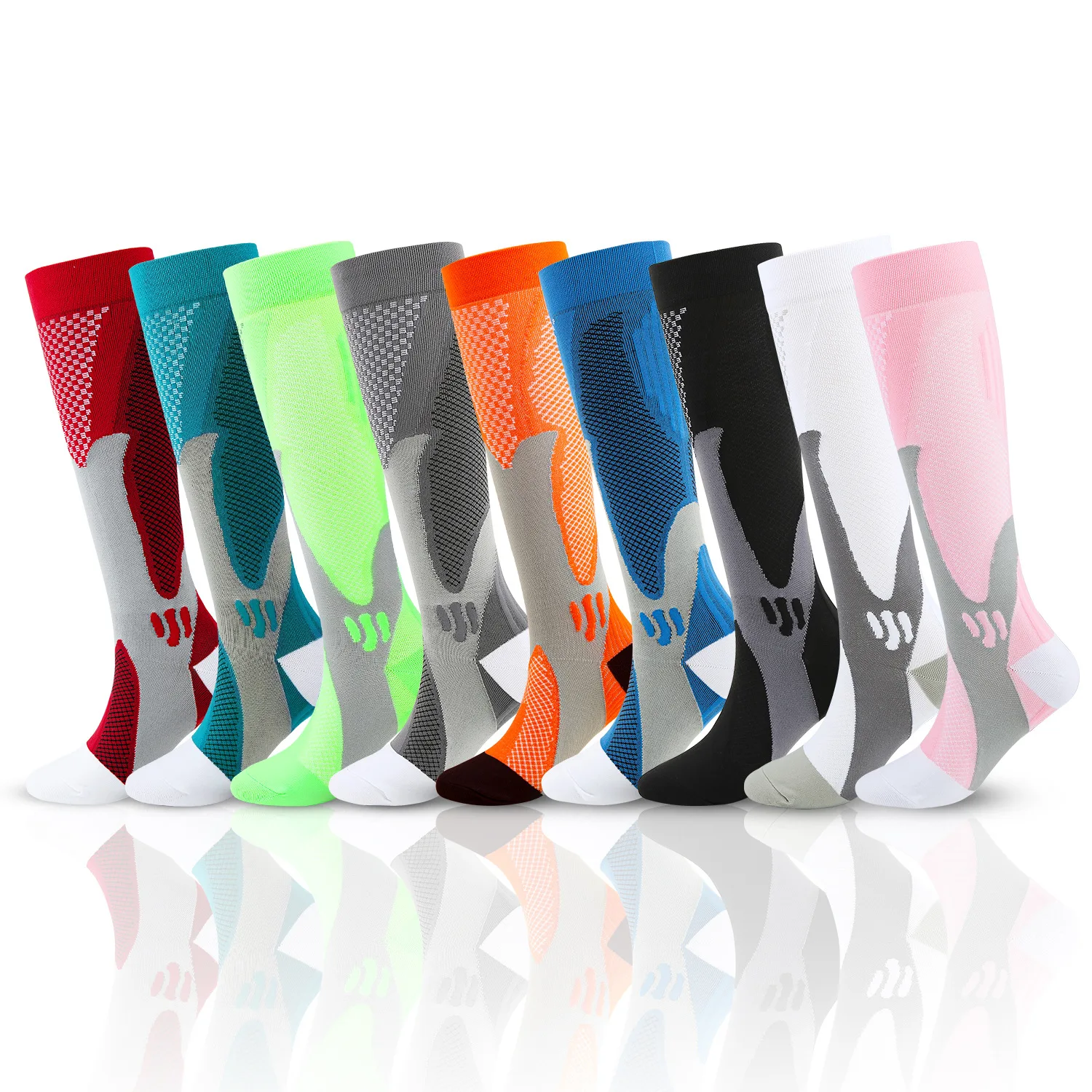 High Quality Custom Logo Sport Sock Compression Socks Athletic Sports Running Sock Mens Knee High Long Soccer Football Cycling
