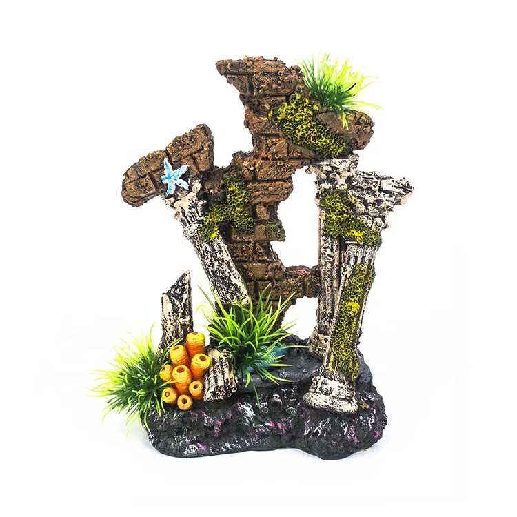 Factory supply fish tank resin roman column aquarium accessories decoration china