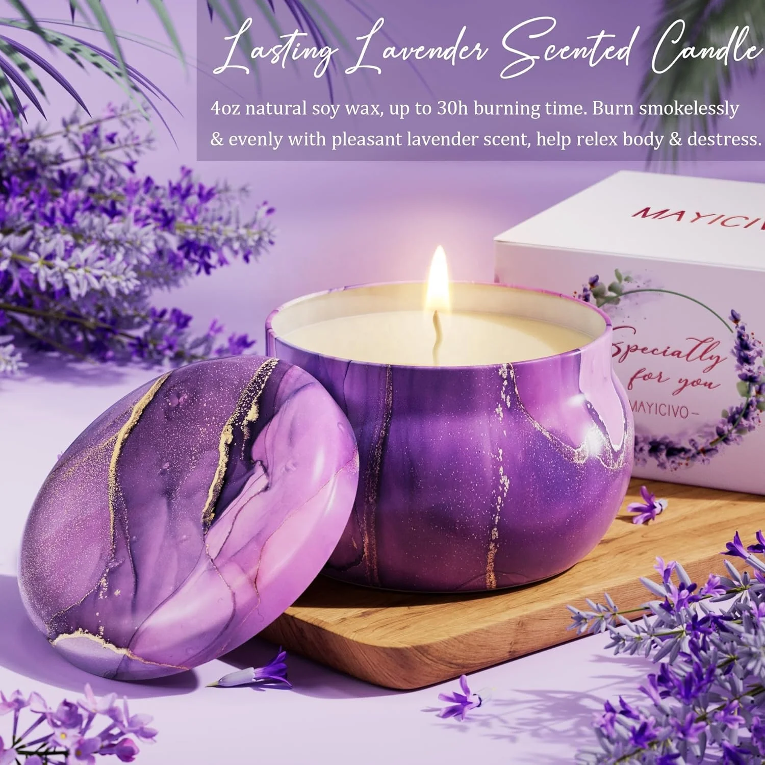 Custom Thank You Christmas Gifts Lavender Relaxing Spa Gifts Basket Women Self Care Tumbler Soap Candle Valentine Gift Box Set
