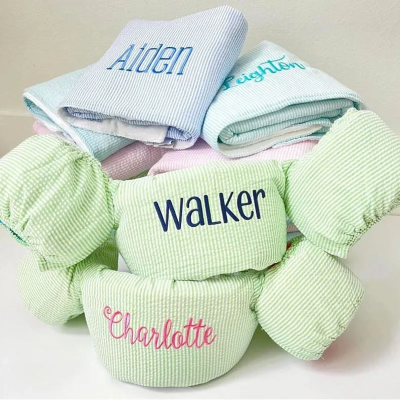 RTS Kids Gingham Flotation Device Cover Baby Swim Suit Monogram Seersucker Puddle Jumper Cover