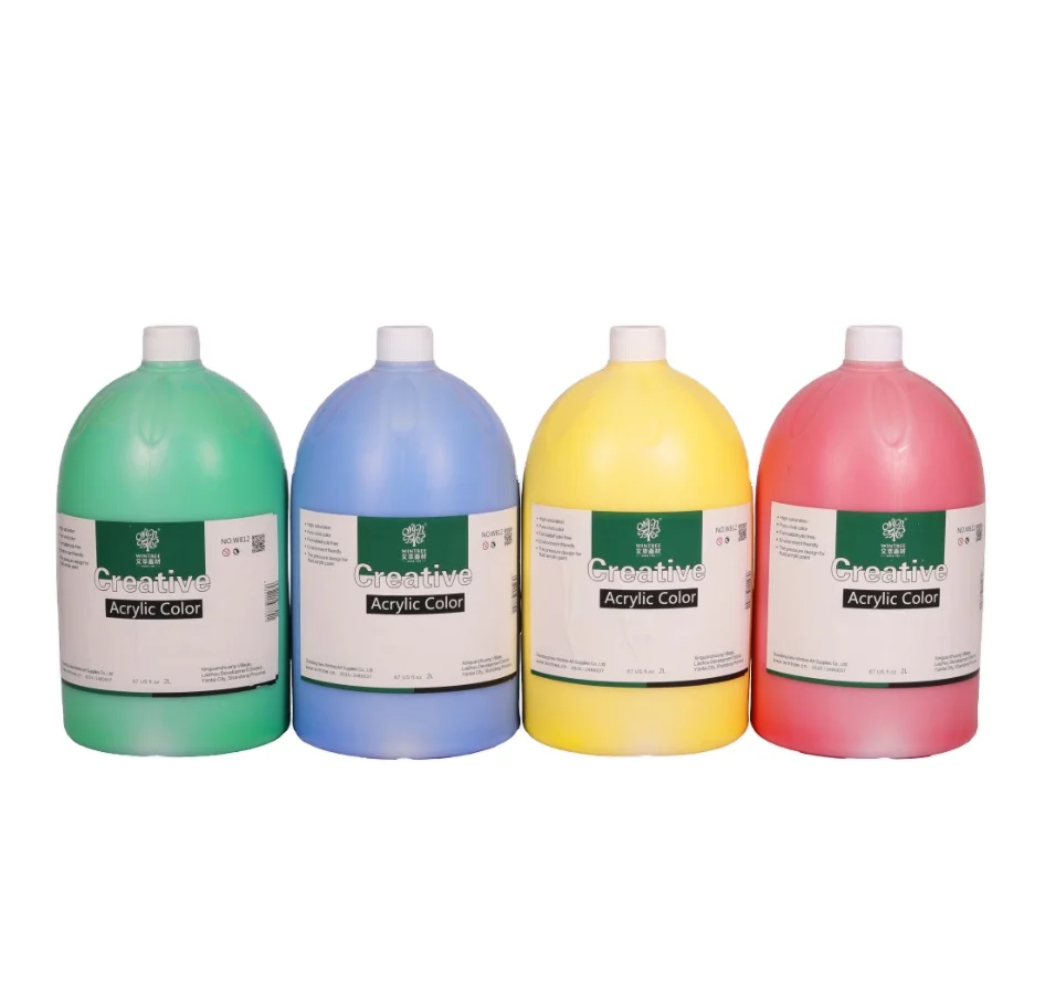 Wintree large 2L permanent  waterproof acrylique wholesale cheap non fading paints DIY acryl craft atrist canvas acrylic colour
