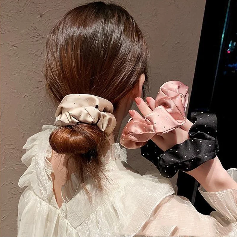 Women Plain Color Scalding Star Scrunchies Simple Elegant High Stretch Ponytail Scrunchy Boutique Hair Accessories Wholesale
